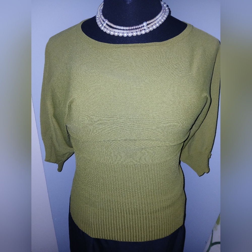 Olive Green Ribbed Knit Dress